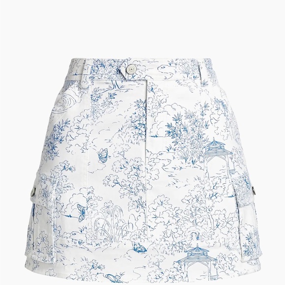 Cinq  A Sept Blue/White Garden Toile Stretch Cotton Cargo Skirt Size 4 Like New! - Picture 6 of 11